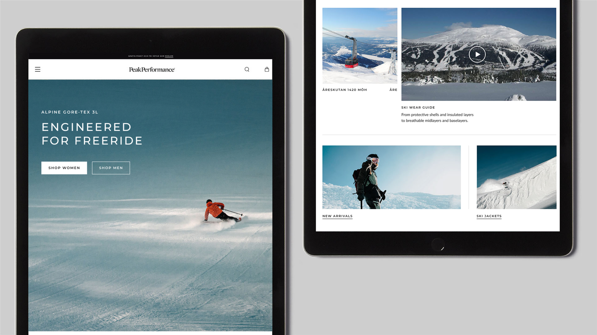 Peak Performance: 14.1 · nf-peak-009 · tablet homepage + product grid
