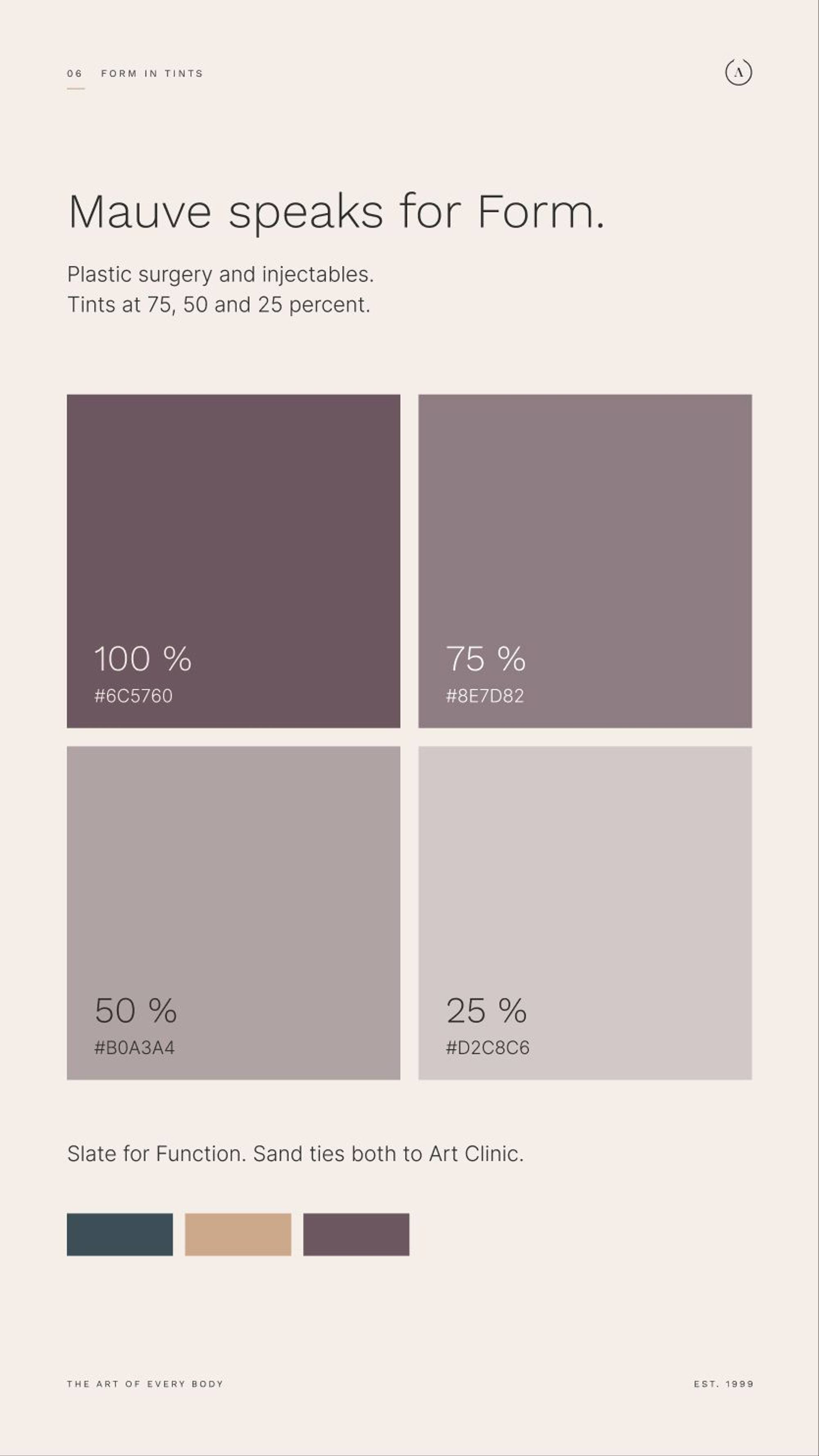 Art Clinic: 09.1 · ax06 · mauve speaks for form