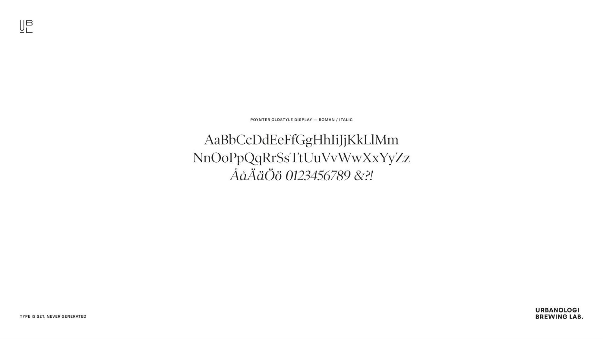 Urbanologi Brewing Lab: 06.2 · ub16 type specimen · poynter