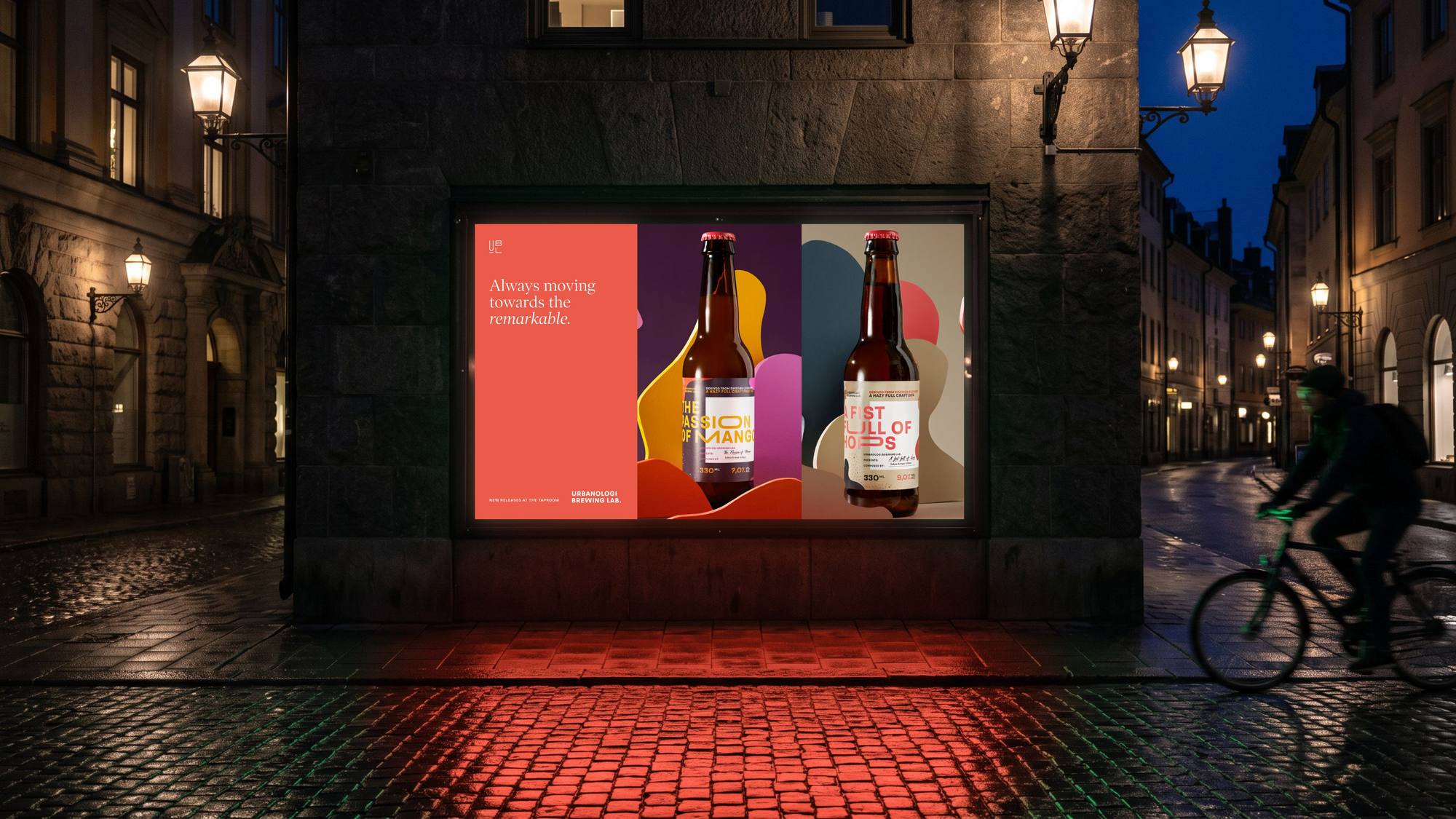 Urbanologi Brewing Lab: 17.1 · ub19 digital screen · night street