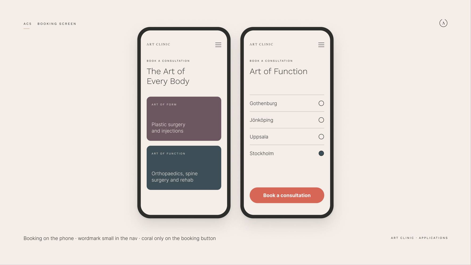 Art Clinic: 05.2 · ac5 · booking screen