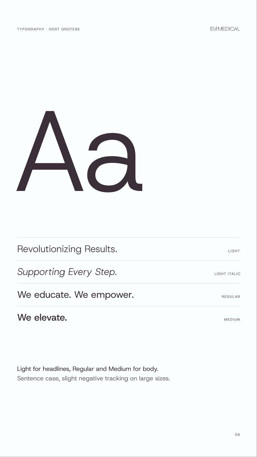 Evi Medical: 08.1 · ex06 · typography