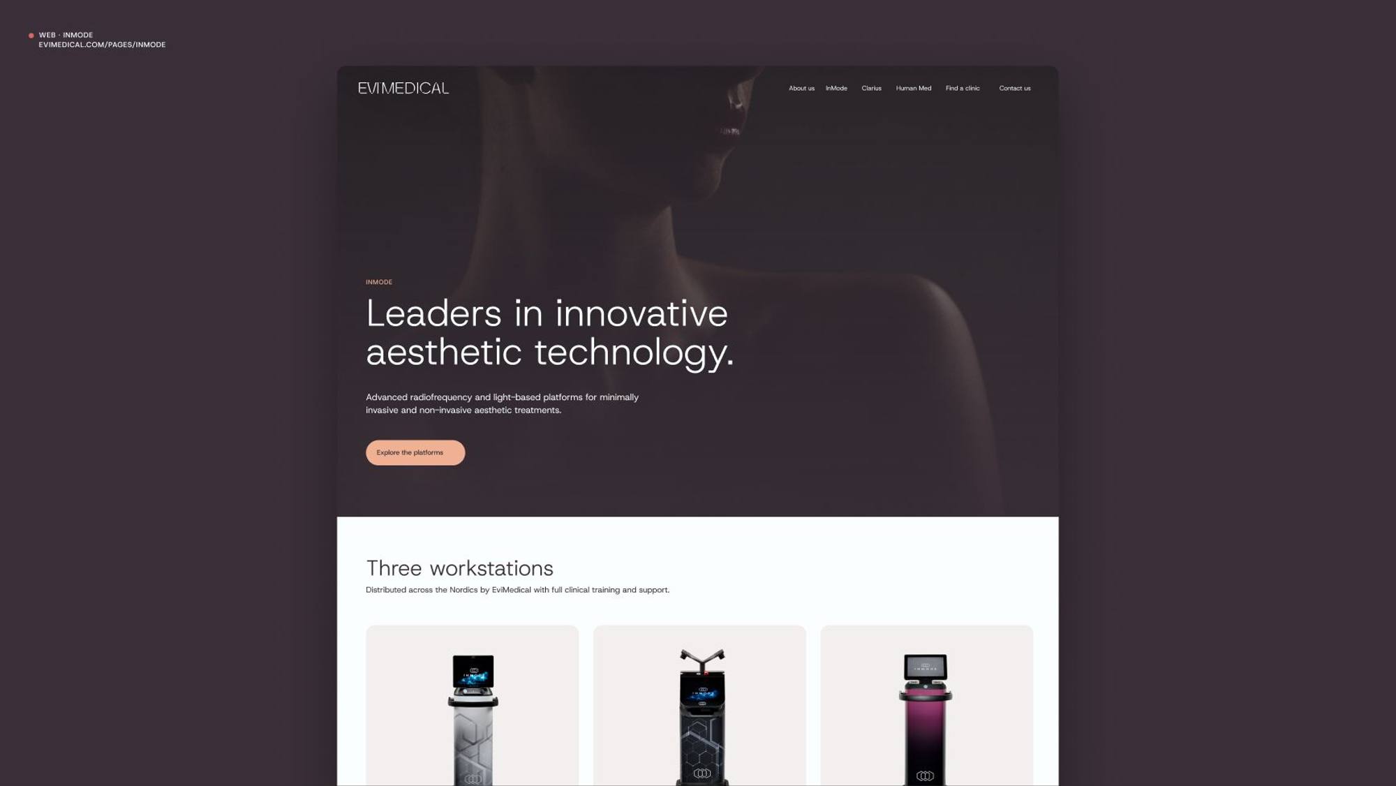 Evi Medical: 14.1 · ui01 web · inmode page (flat)
