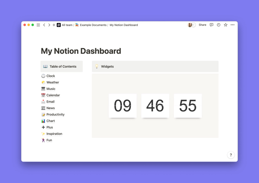 Clock widgets for Notion Plus