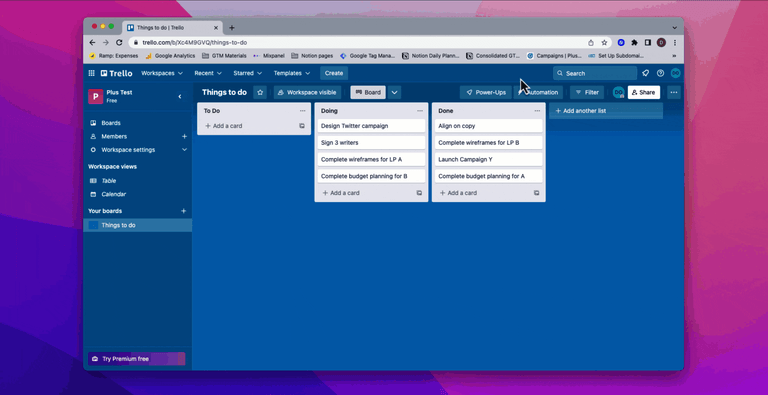Trello and Notion integration using Plus Plus