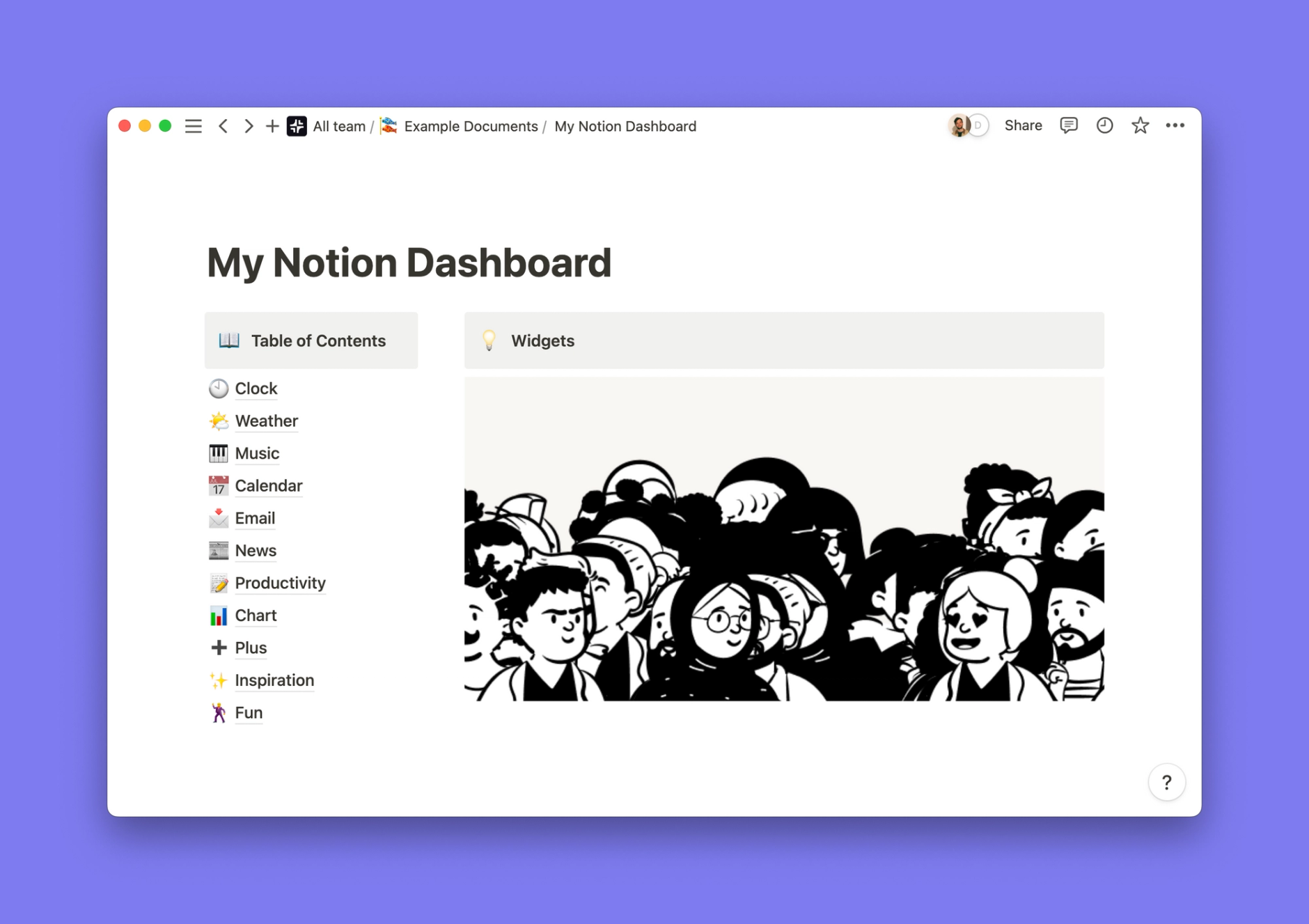 Notion Crowd widget inside of a Notion workspace
