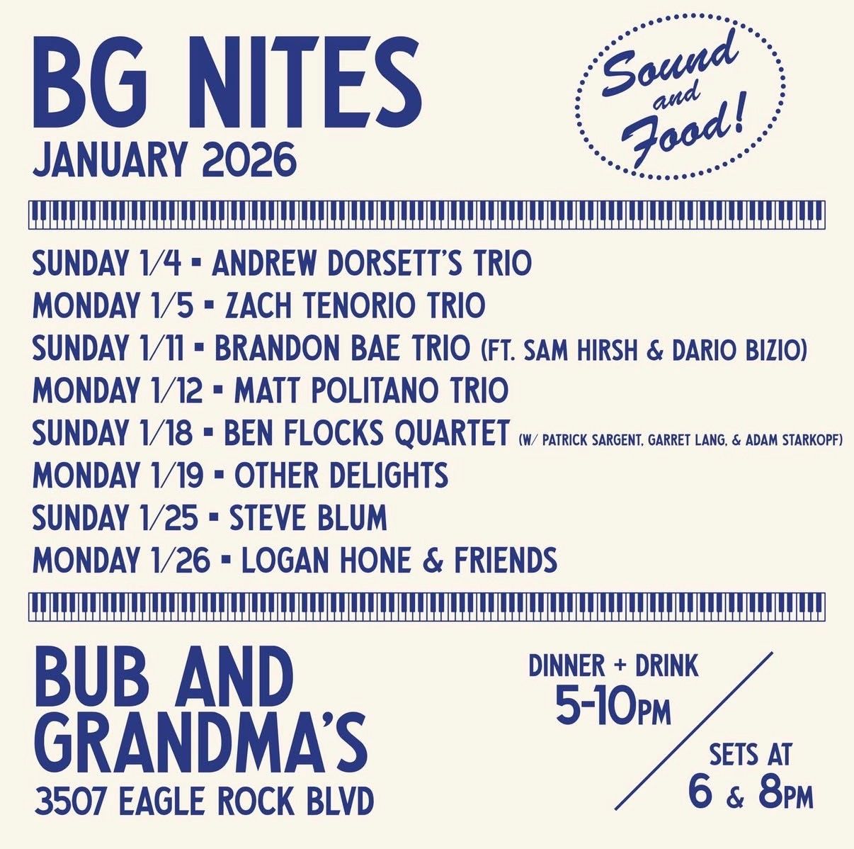 BG Nites with Zach Tenorio / Seth-Ford Young / Max Jaffe