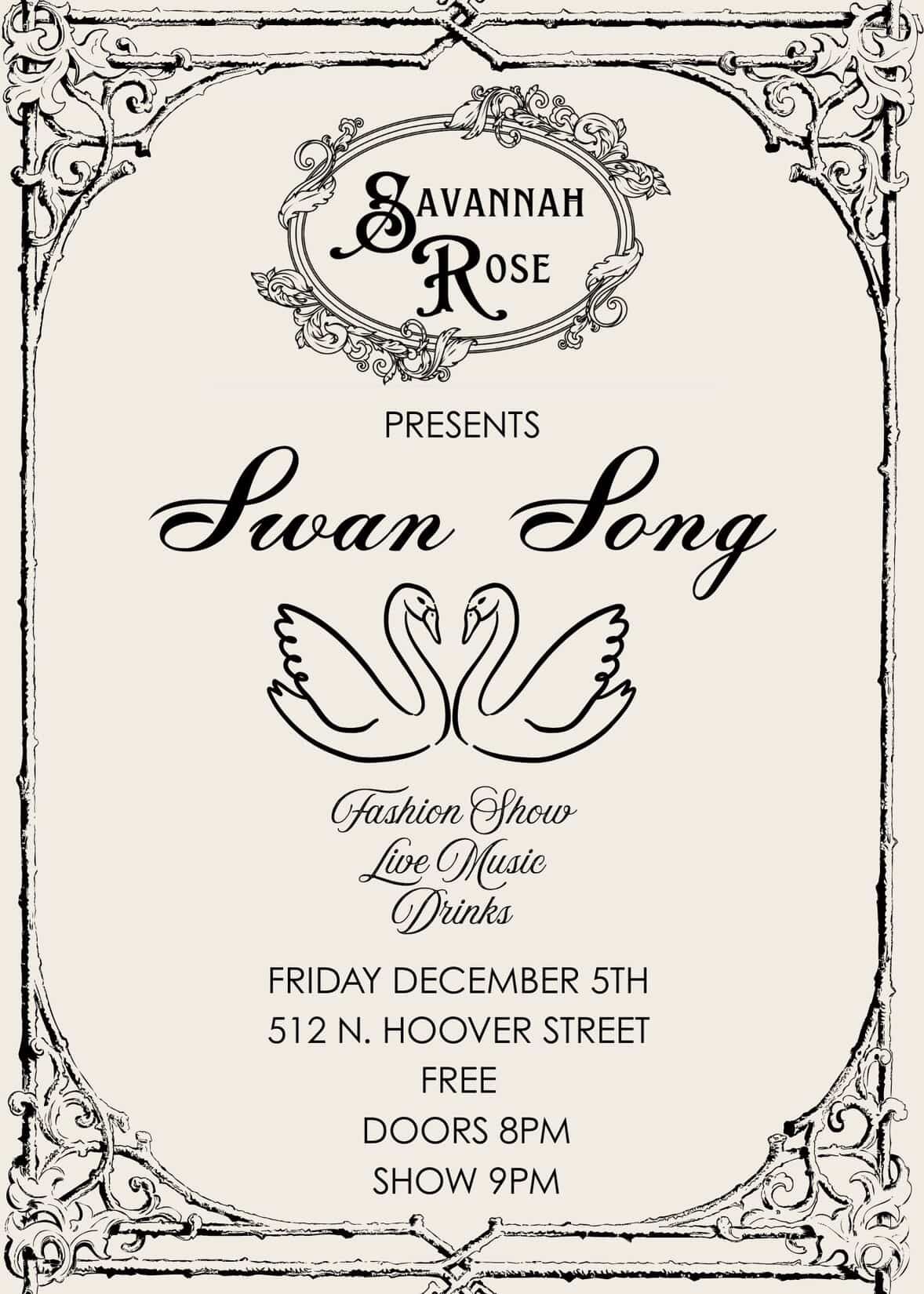 Swan Song - Fashion Show / Live Music / Drinks