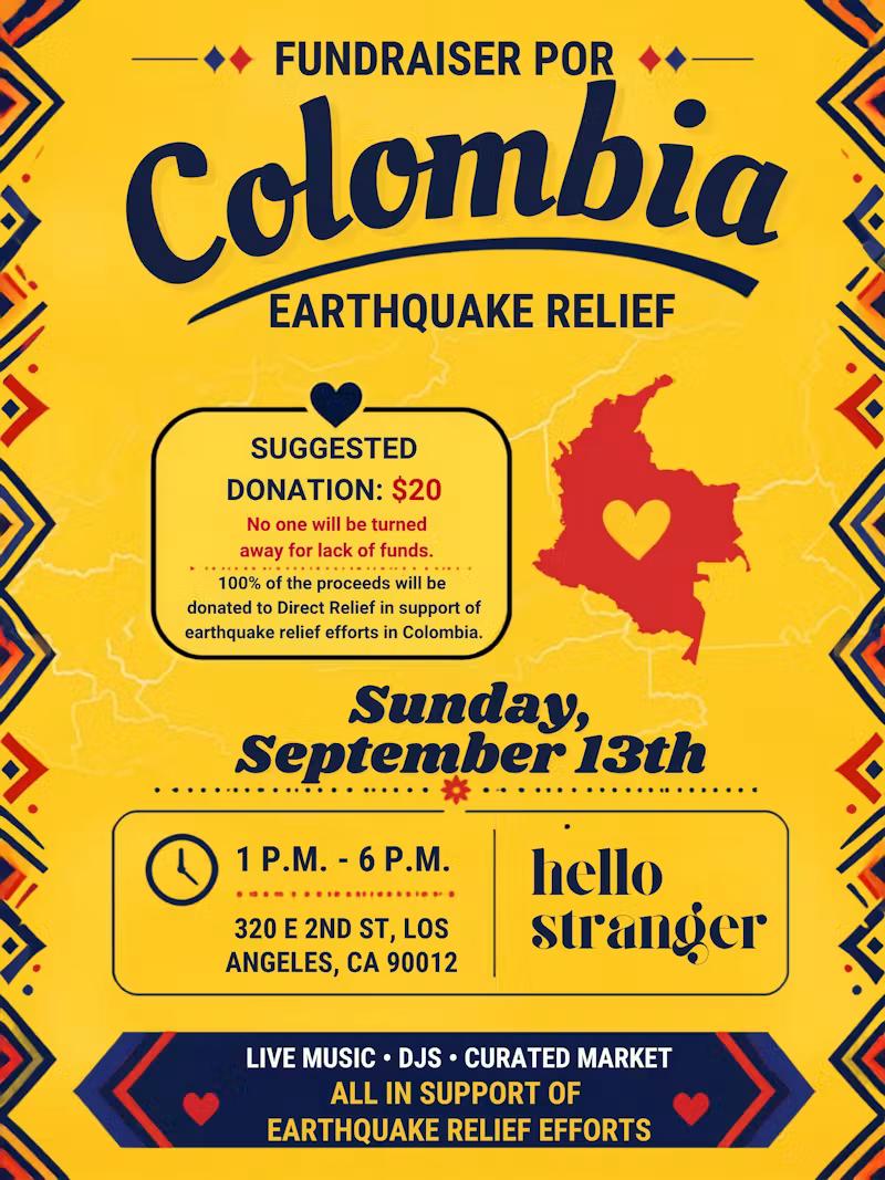 Fundraiser Por Colombia Earthquake Relief