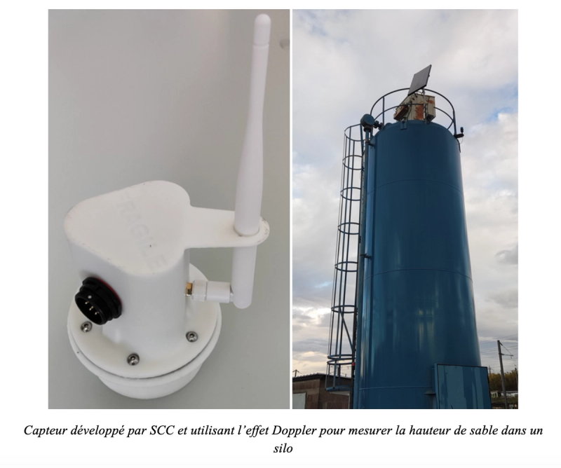 Capteur développé par SCC et utilisant l’effet Doppler pour mesurer la hauteur de sable dans un silo