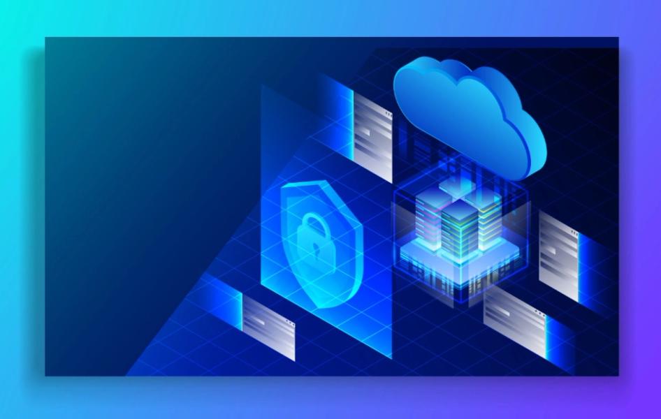 Schéma d'un data center affichant un logo sécurité et un nuage pour le cloud