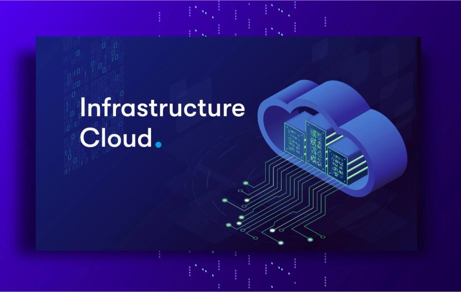 infrastructure numérique cloud avec nuage digital contenant un datacenter