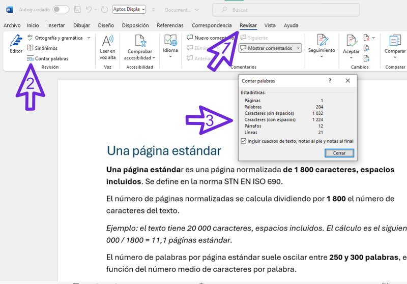 Recuento de palabras en microsoft word