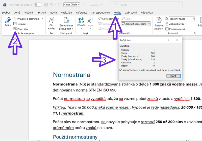 Počet slov v microsoft word