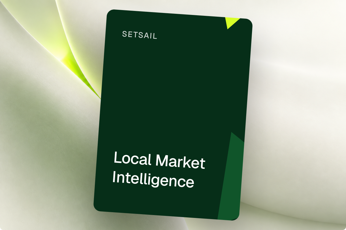 A Setsail Local Market Intelligence report cover, prepared for a client, on the green brand sail