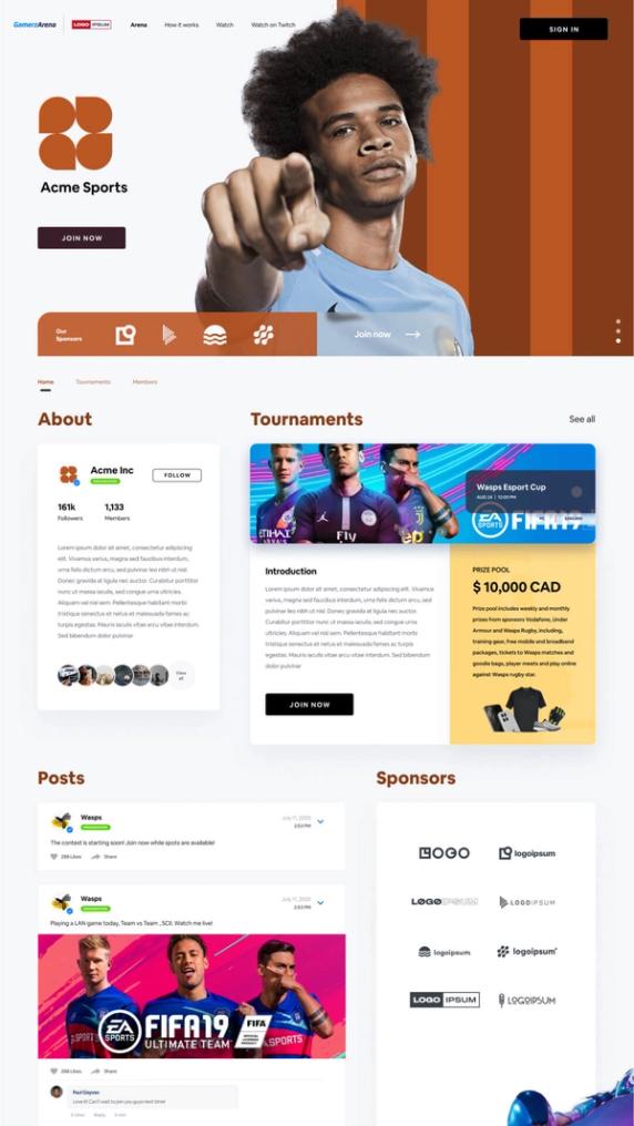 eSports Website Corporate Page