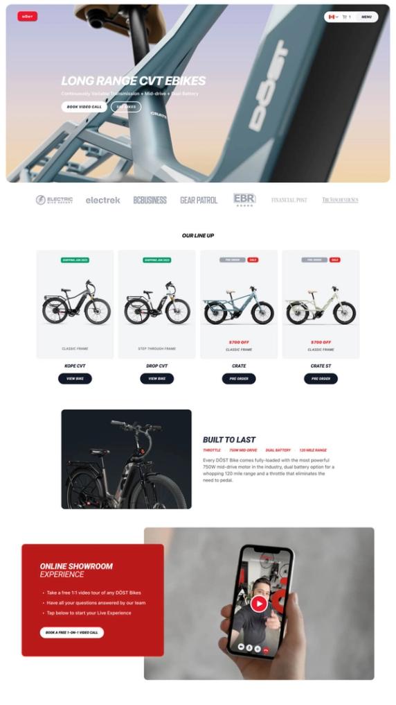 Electric Bike Website Home Page
