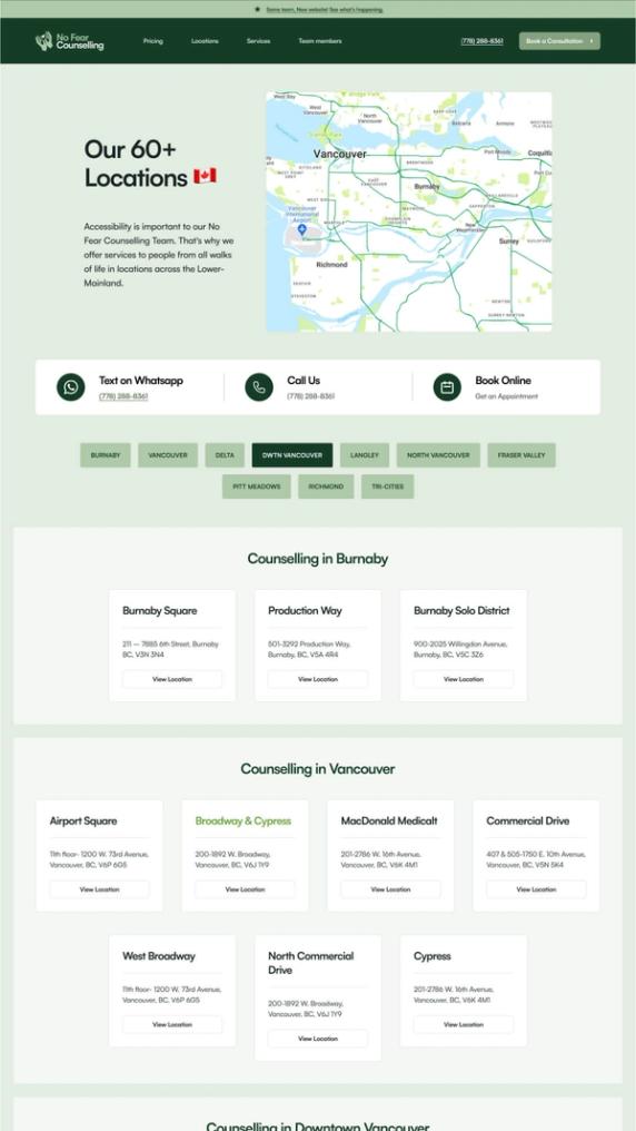 Clinic Locations Contact Page