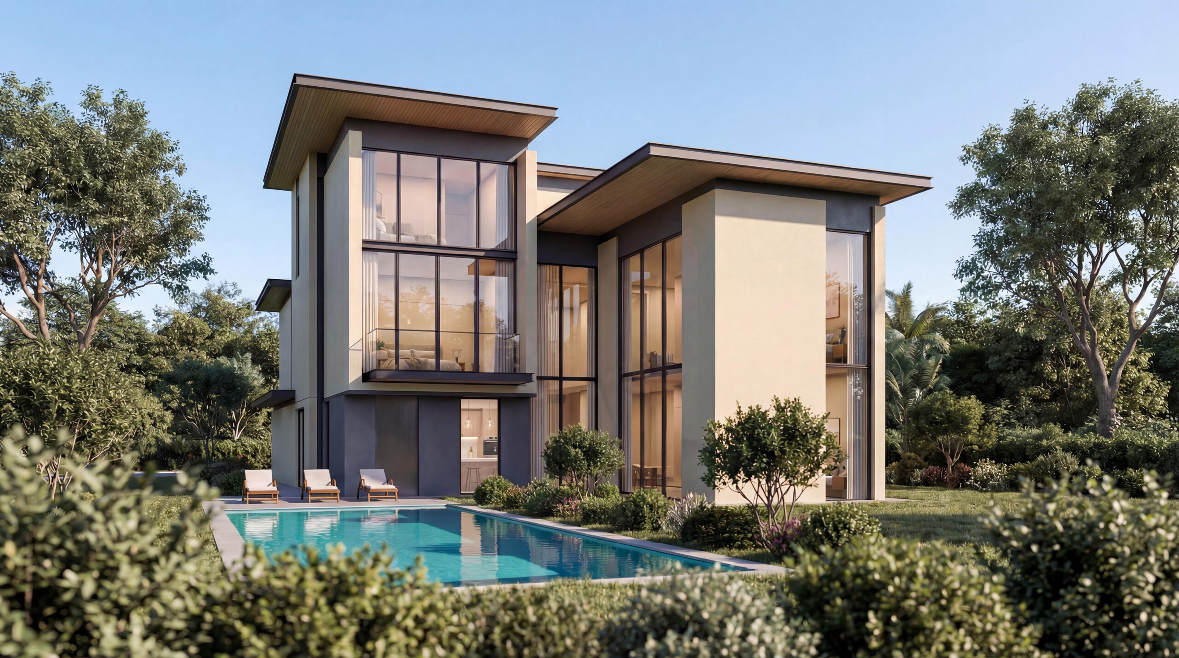 5-bedroom villa from the garden, with its private pool