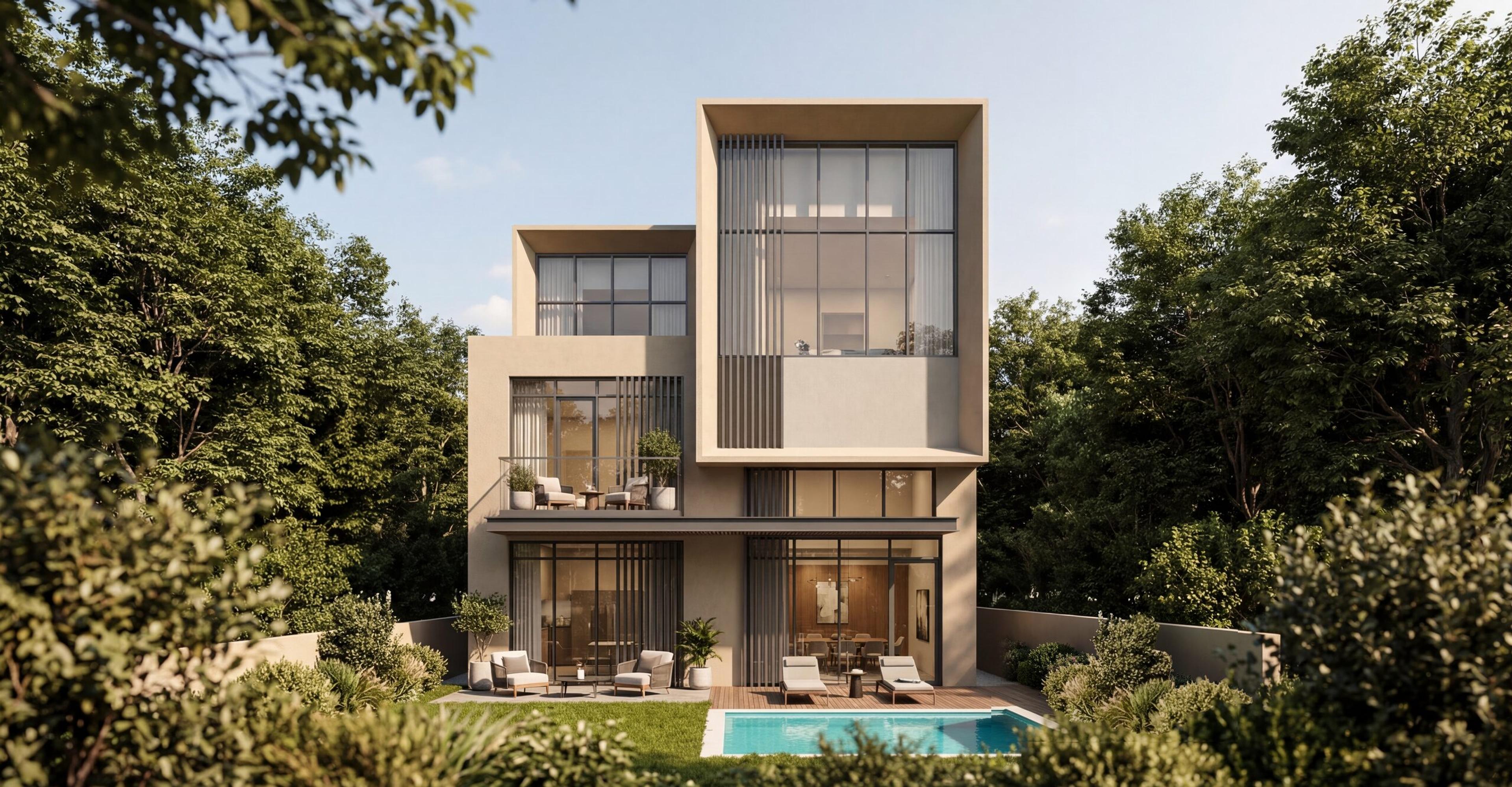 4-bedroom villa, type B, from the garden