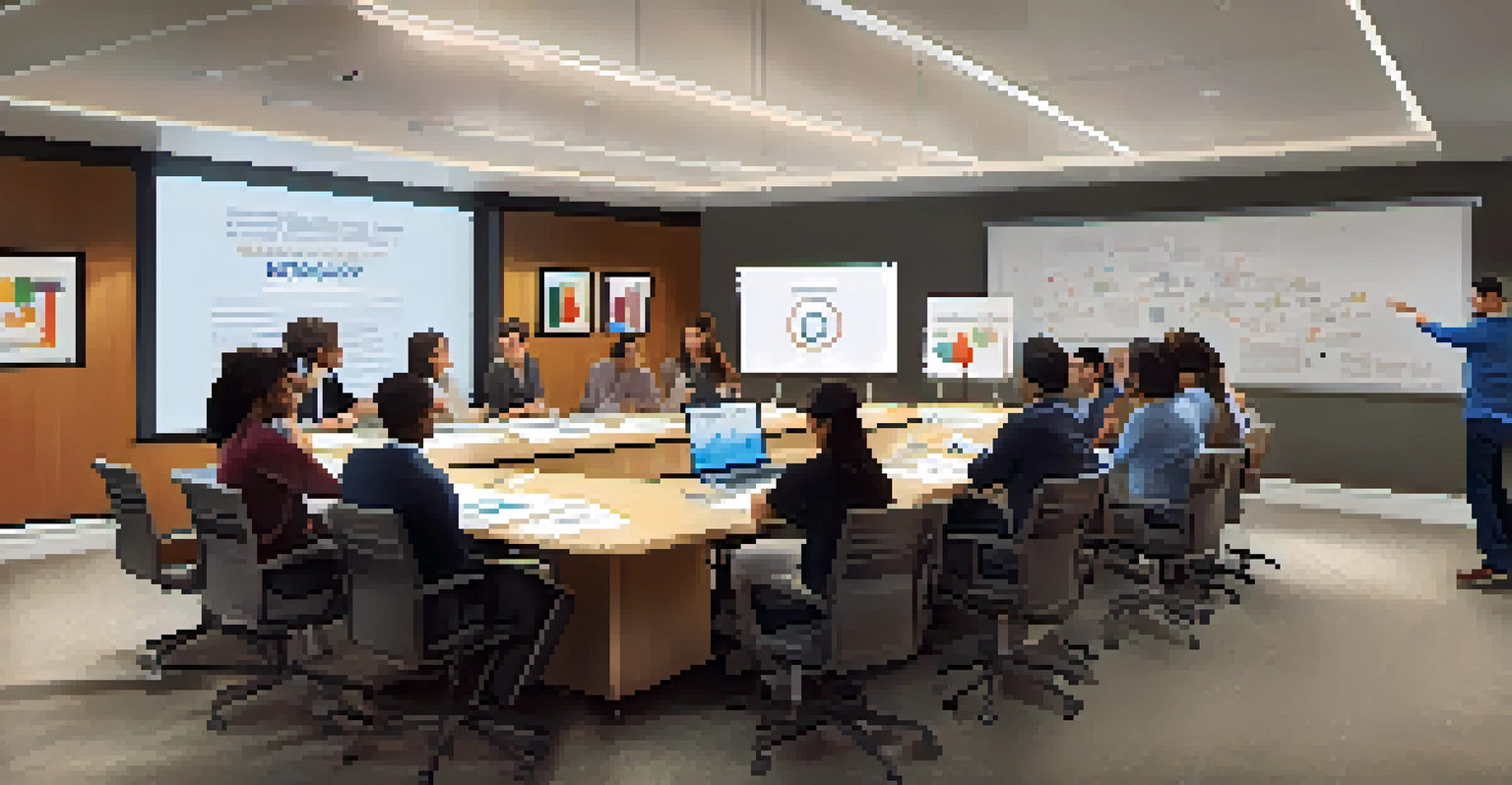 Students participating in a leadership workshop in a modern conference room, engaging in discussions and activities.