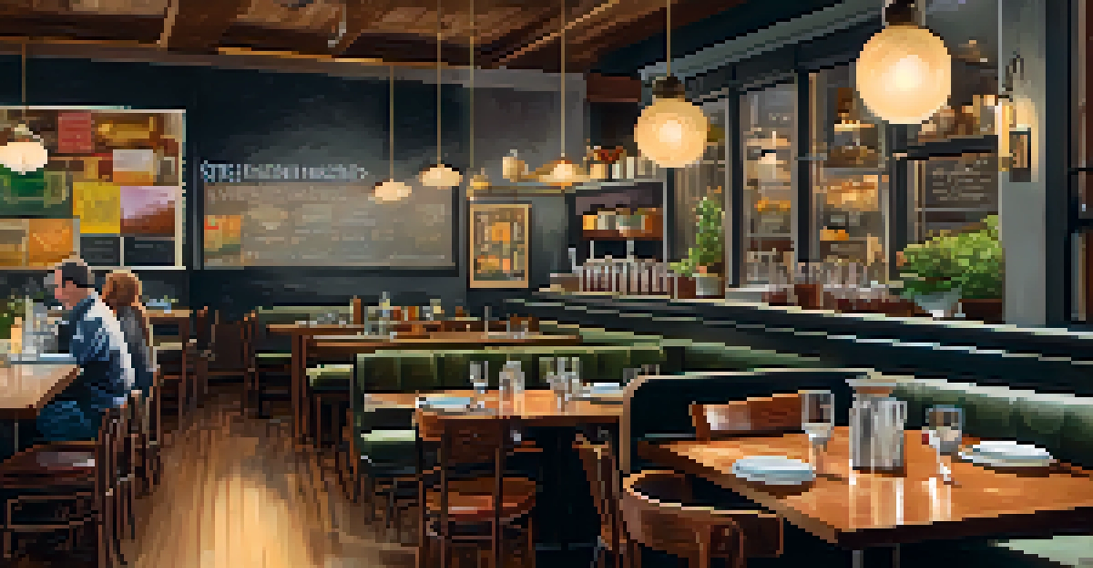 A warm and inviting restaurant interior in Raleigh with a communal dining table filled with diverse dishes and happy diners enjoying their meals.