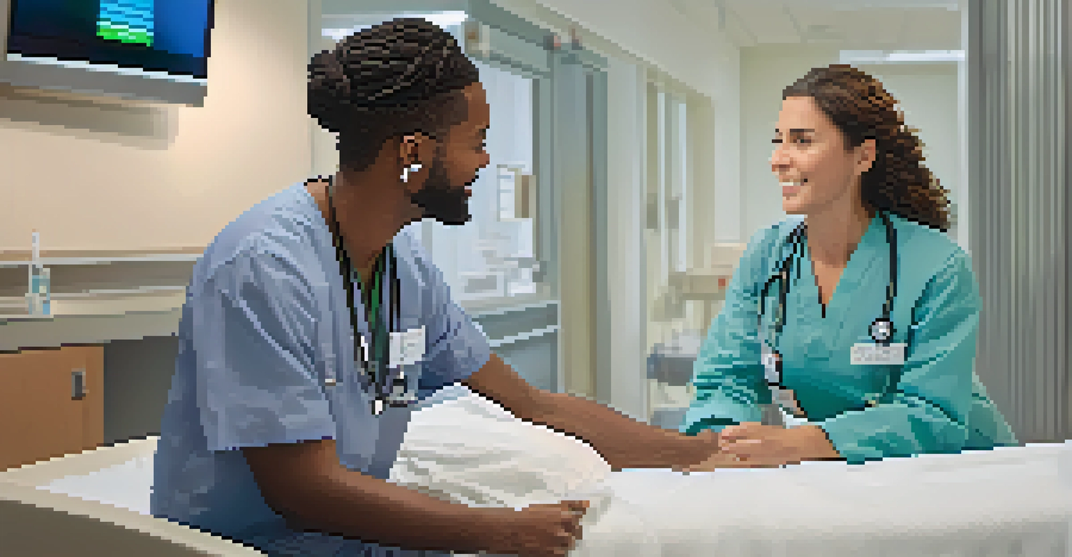 A healthcare worker using telemedicine technology to assist a patient in a hospital setting.