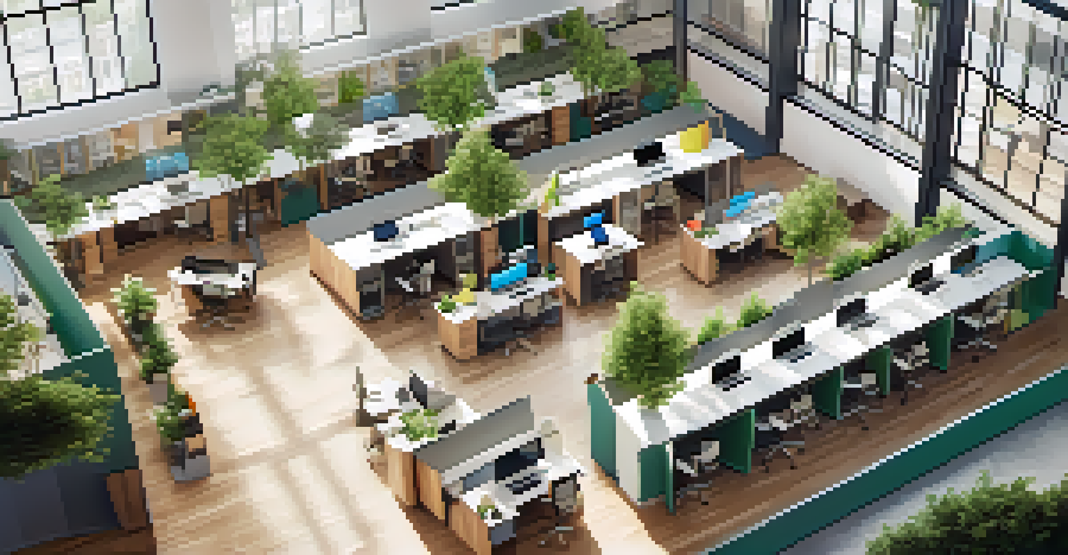 An interior view of a tech startup office in Raleigh with employees working collaboratively.