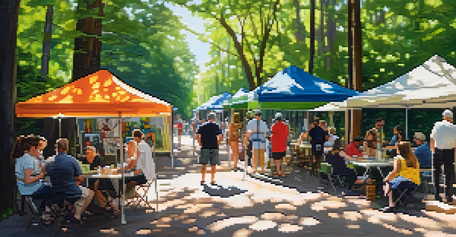 An outdoor art walk along a greenway trail in Raleigh, featuring local artists and a natural setting.