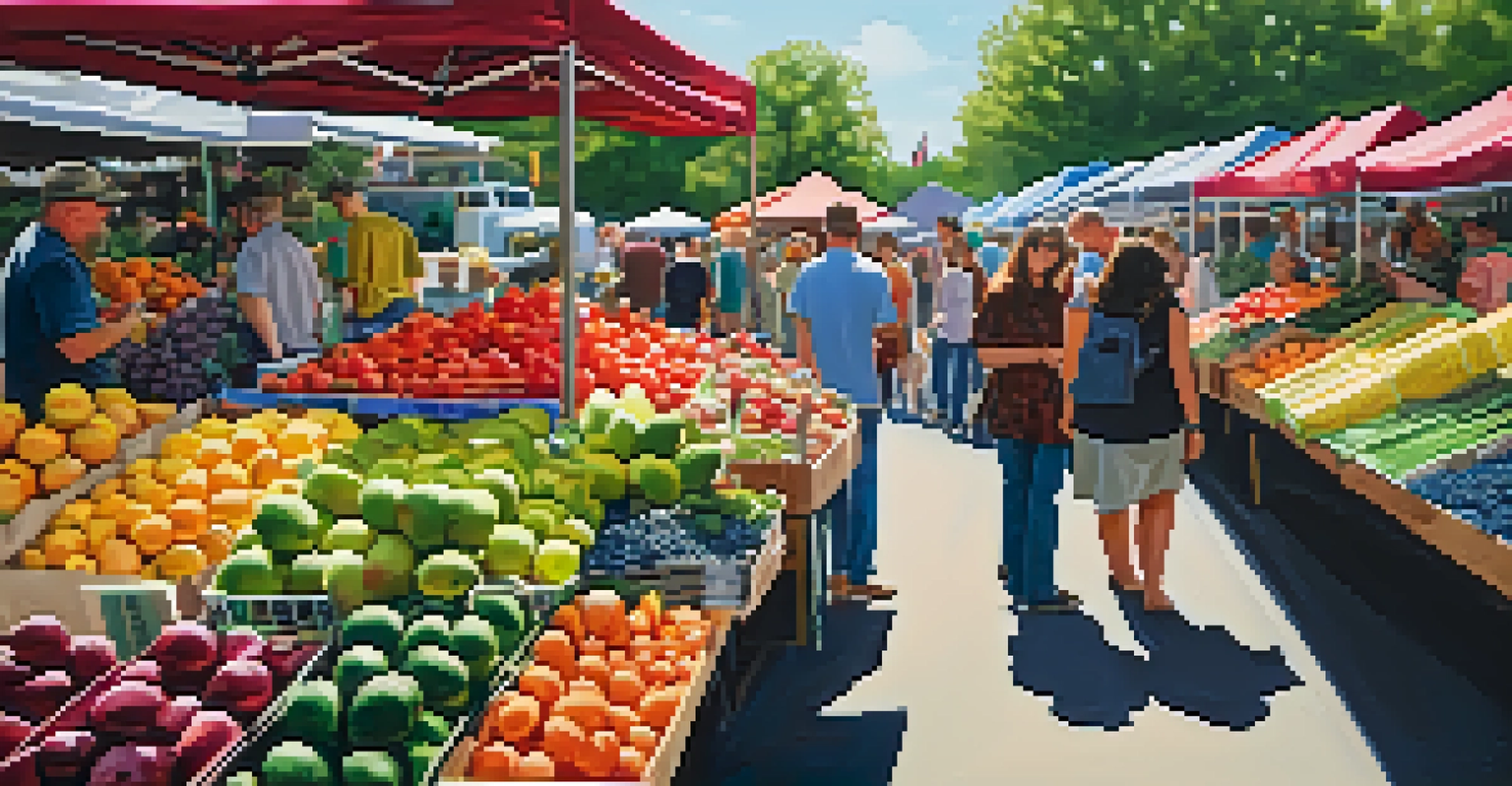A farmer's market in Raleigh, featuring fresh produce, flowers, and community interaction.