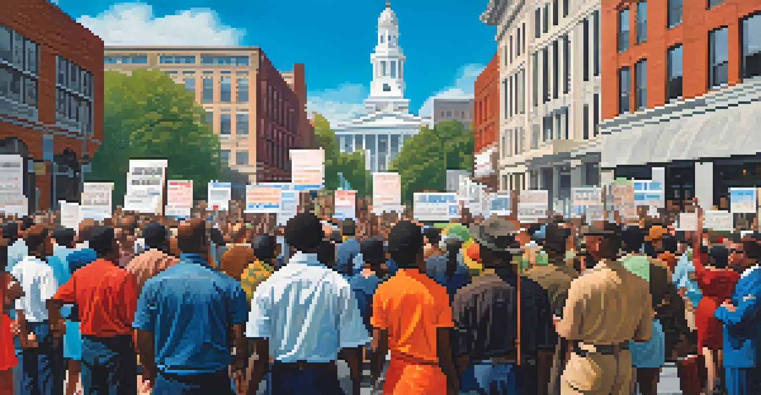 A Civil Rights protest in Raleigh during the 1960s with activists holding signs for equality.