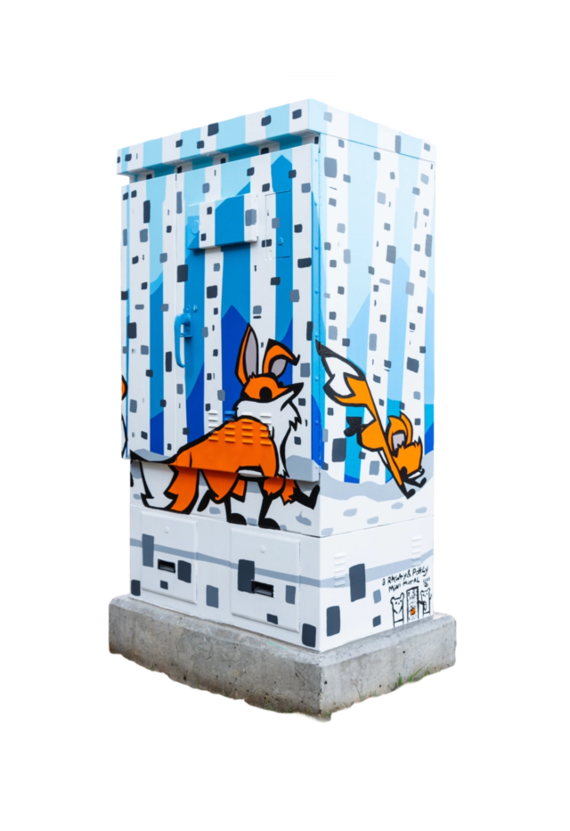Family of Foxes on Utility Boxes