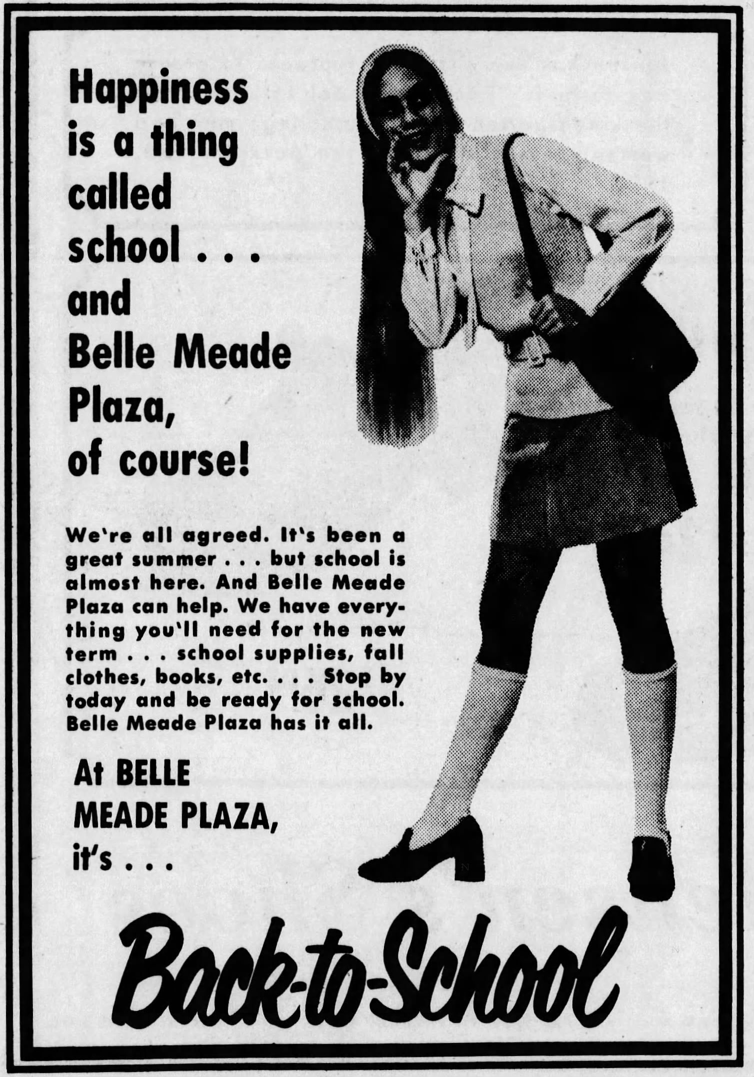 Vintage add from The Tennessean for Belle Meade Plaza