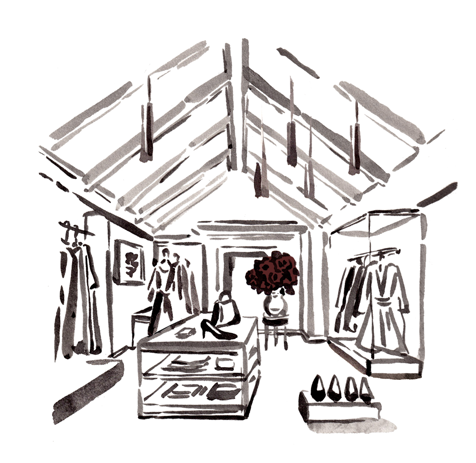 watercolor of a woman's boutique