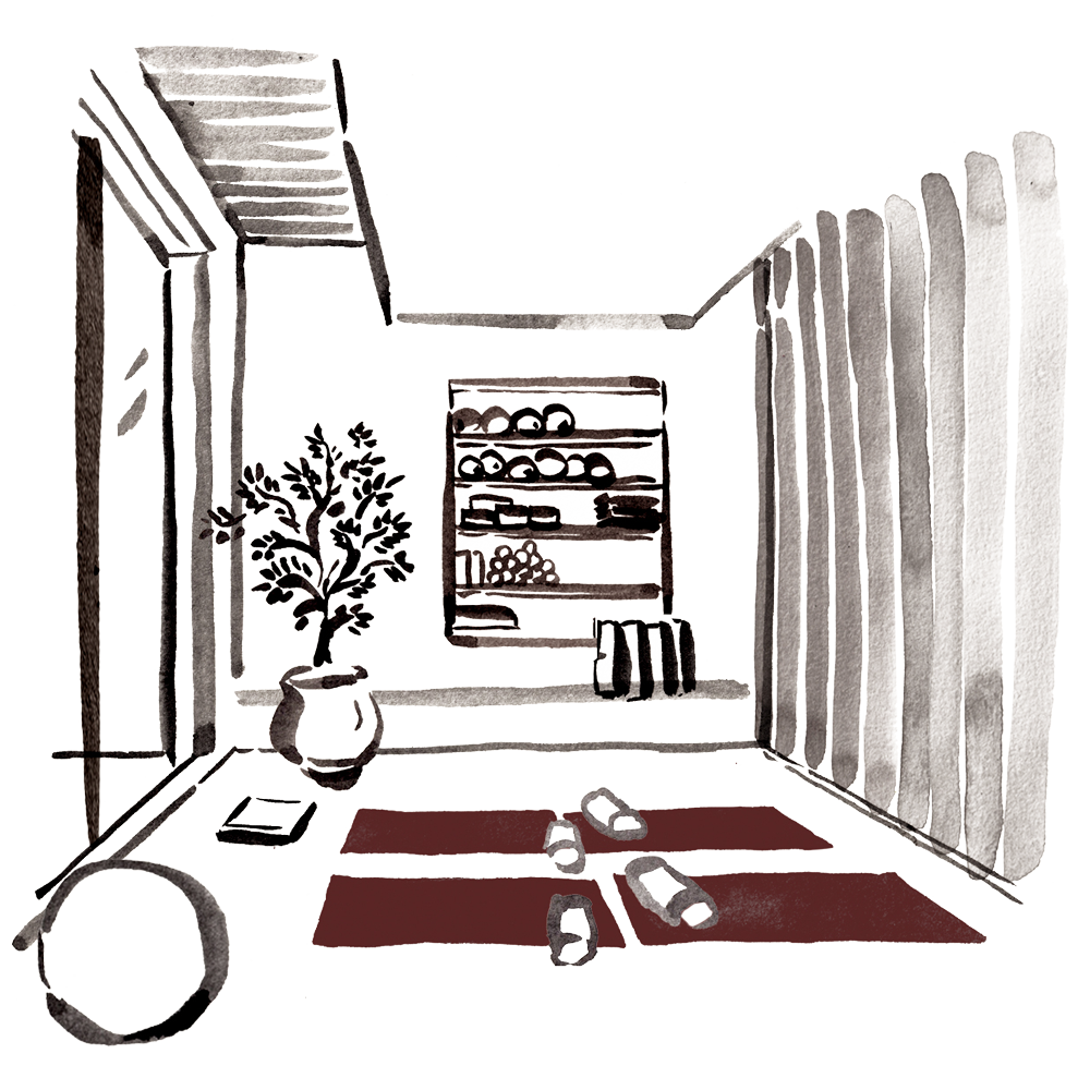 watercolor of a fitness studio