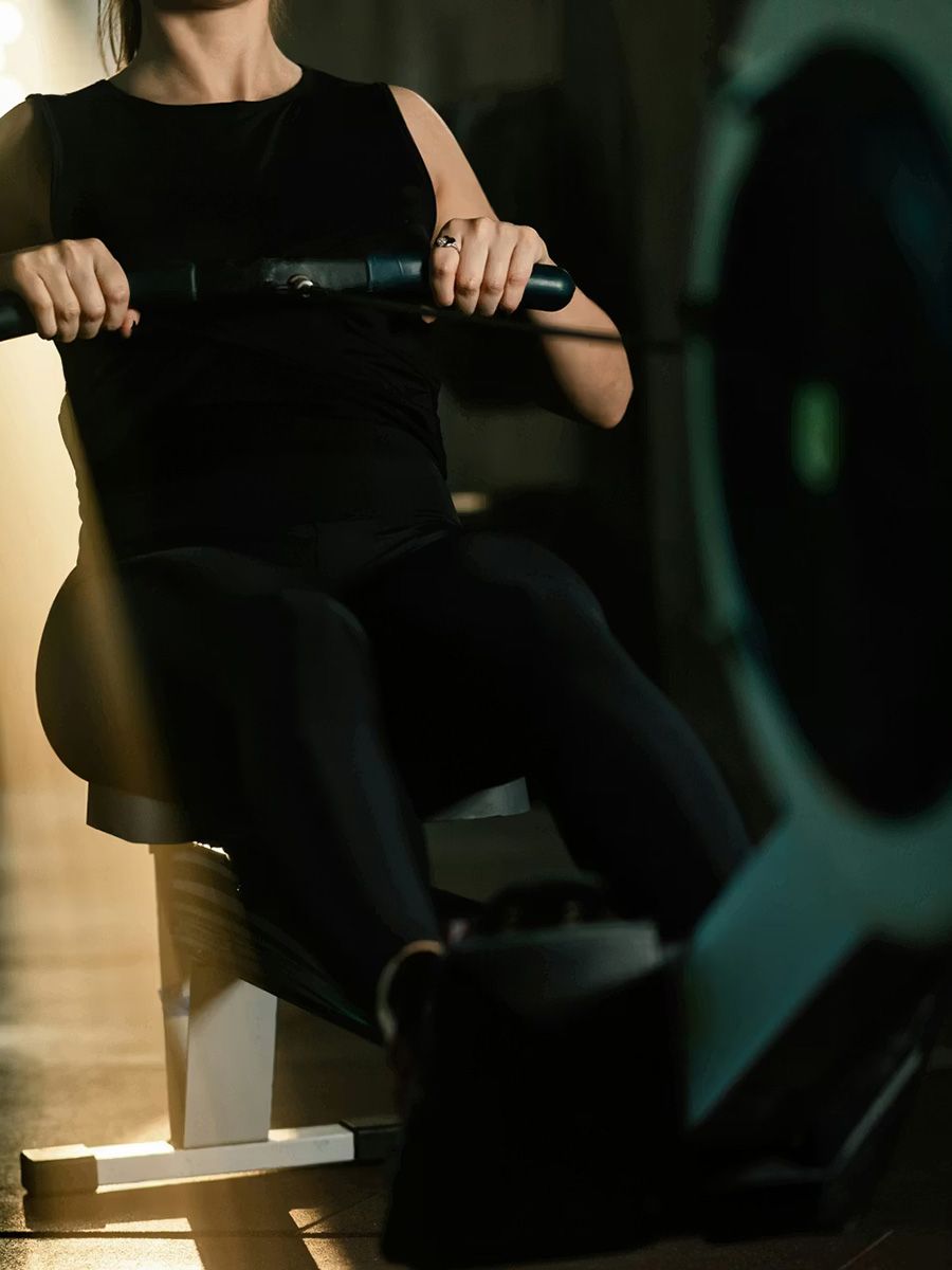 woman on a rowing machine