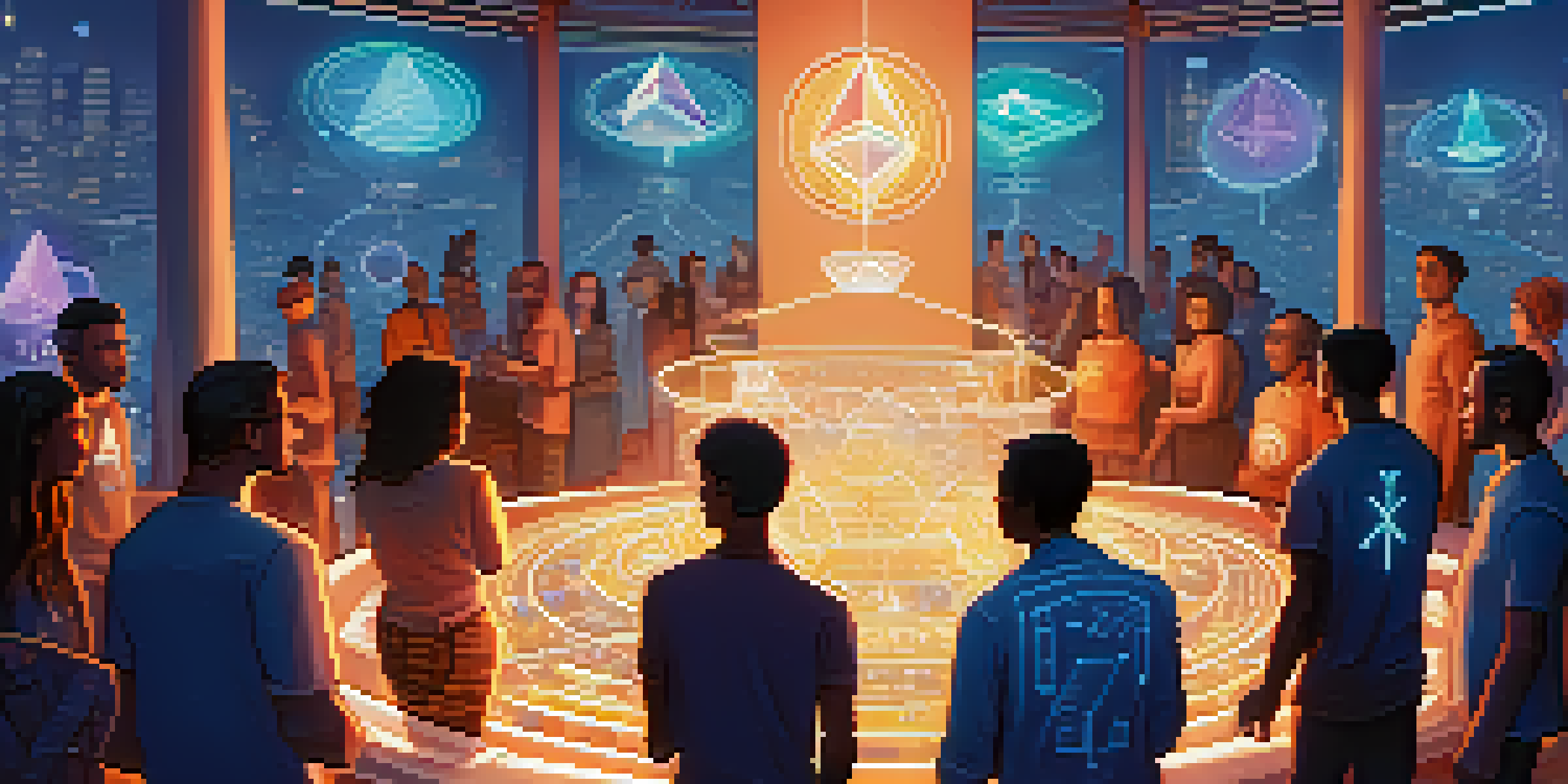 A colorful depiction of an Ethereum tokenomics ecosystem with users interacting with tokens and digital interfaces.