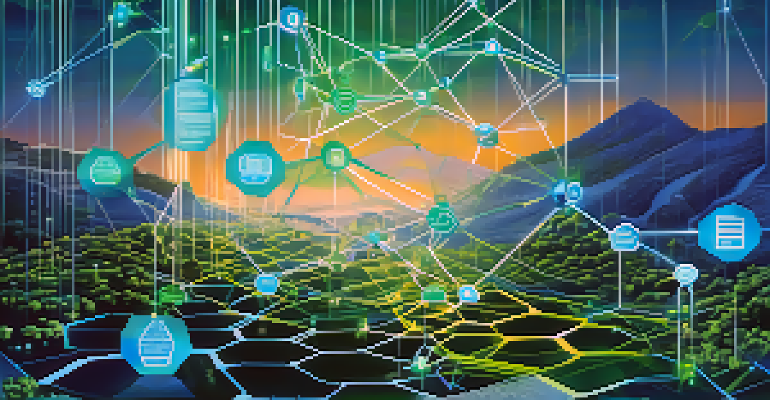 An abstract visual of blockchain nodes and smart contracts, illustrating the concept of synthetic assets.