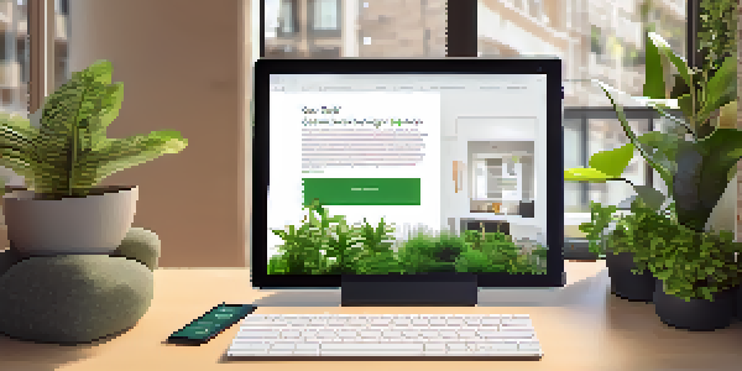 A tablet displaying a user-friendly interface for a decentralized application, featuring clear navigation, high-contrast colors, and a cozy room background with plants and sunlight.