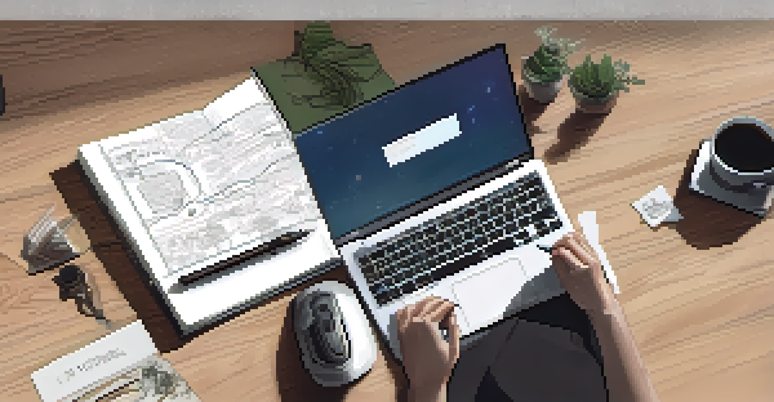 Close-up of hands typing on a laptop next to a notepad with sketches of Ethereum proposals, illuminated by soft lighting.