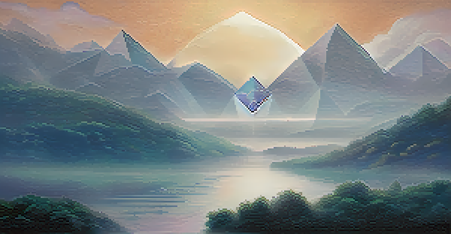 A digital landscape symbolizing enhanced privacy in the Ethereum ecosystem with abstract shapes and a partially obscured Ethereum logo.