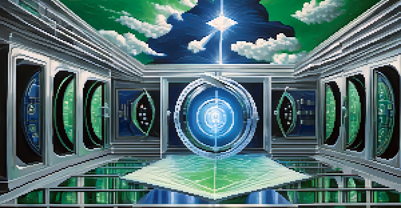 An abstract vault symbolizing digital privacy, surrounded by clouds of Ethereum symbols.