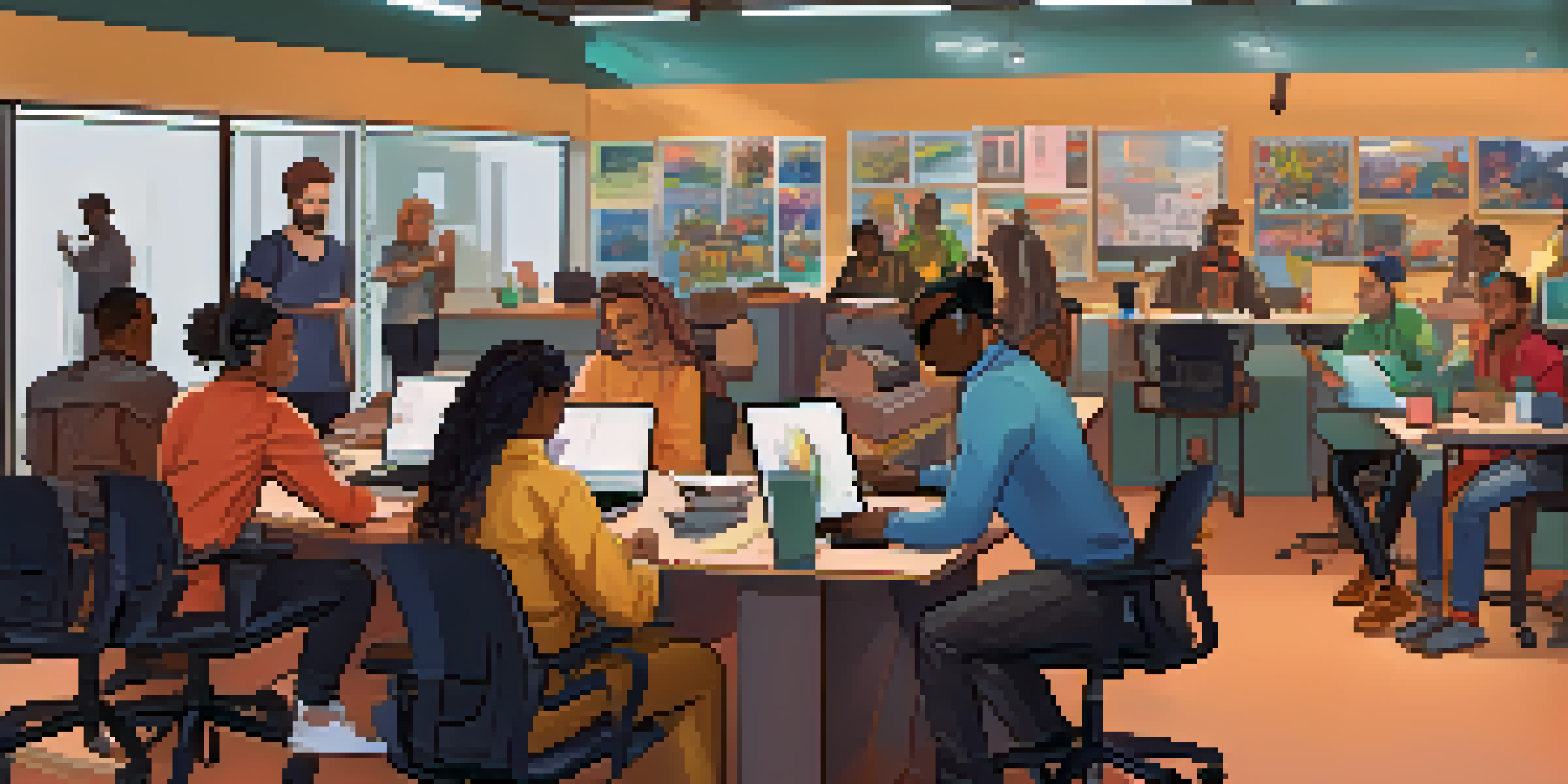 A colorful digital workspace with diverse individuals collaborating on Ethereum dApp development, including a person in a wheelchair and a visually impaired user with assistive technology.