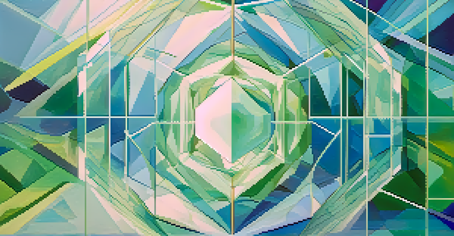 An abstract image symbolizing trust and transparency in digital interactions with overlapping shapes and light beams.