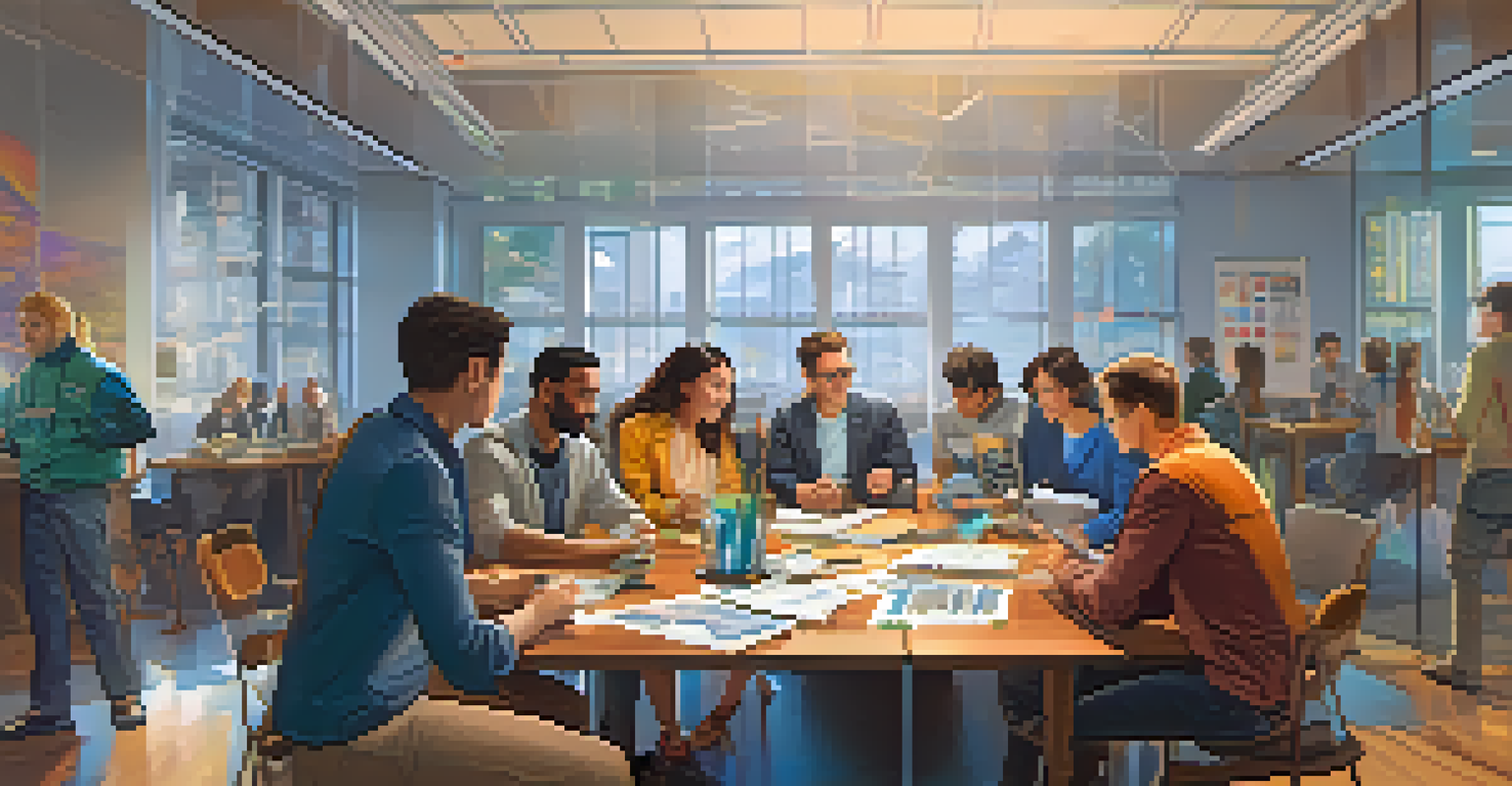 A diverse team discussing token lock-up strategies around a table, with papers and digital devices present.