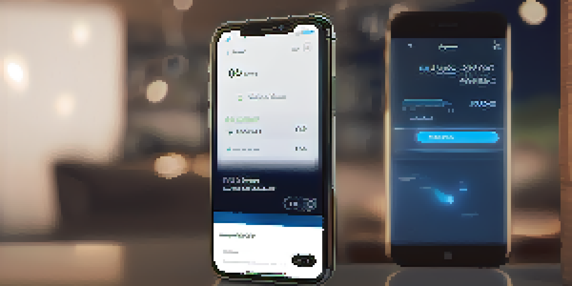 A smartphone displaying a digital wallet interface with an Ethereum Name Service name, set in a modern home environment.