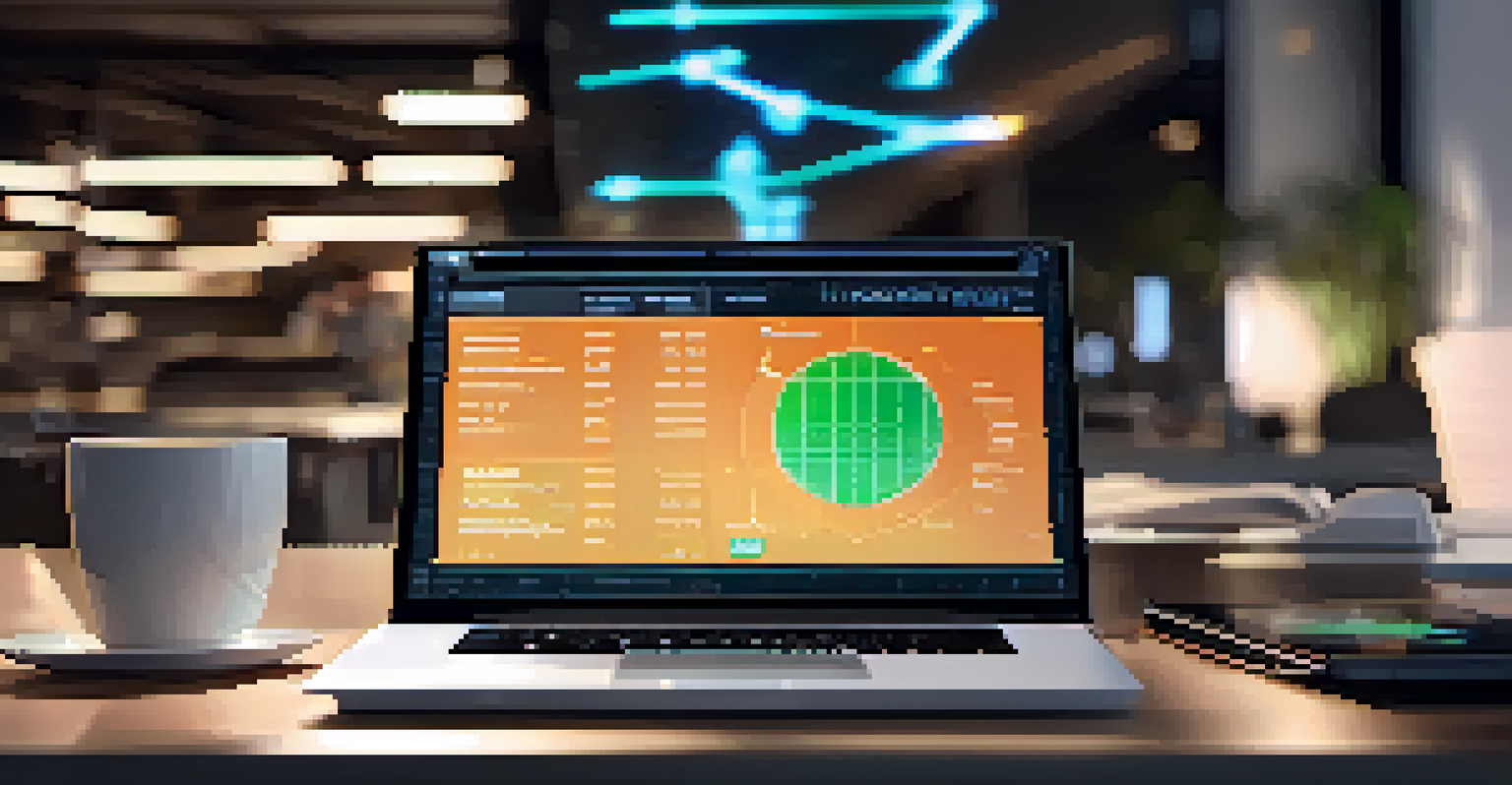 A close-up of a digital screen showing cryptocurrency charts in a modern workspace.