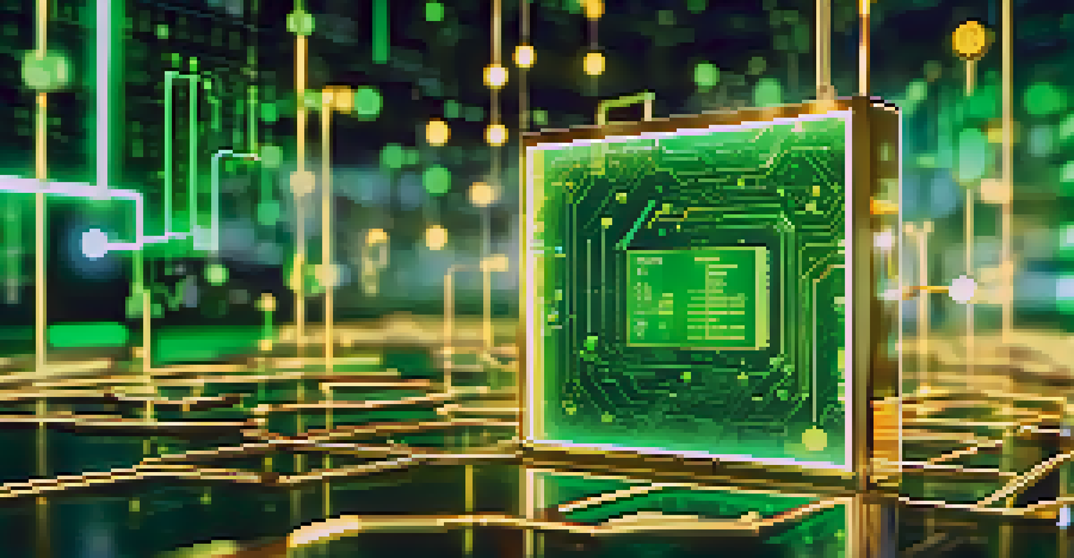 A close-up of a blockchain ledger with colorful nodes and transactions on a digital screen.