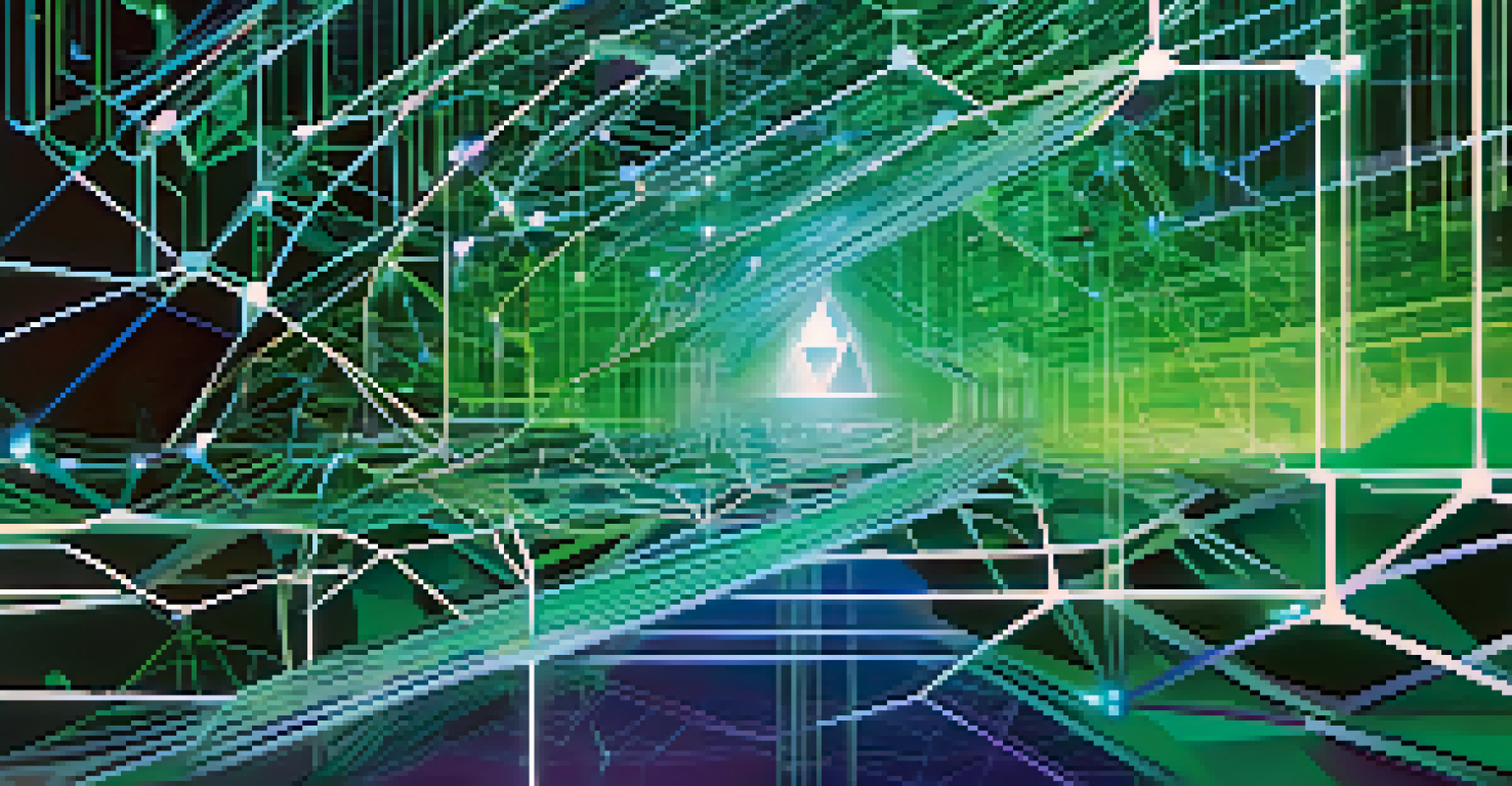 An abstract digital illustration of interconnected nodes representing Ethereum's state channels, with vibrant blues and greens.