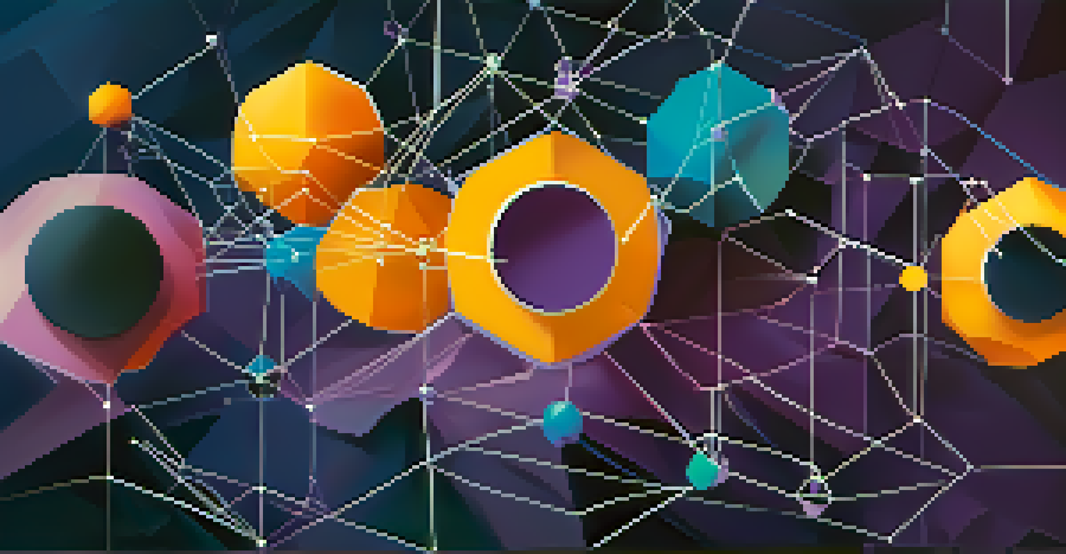An abstract graphic of interconnected nodes and blockchain technology, set against a gradient background of blue and purple, representing decentralization in publishing.